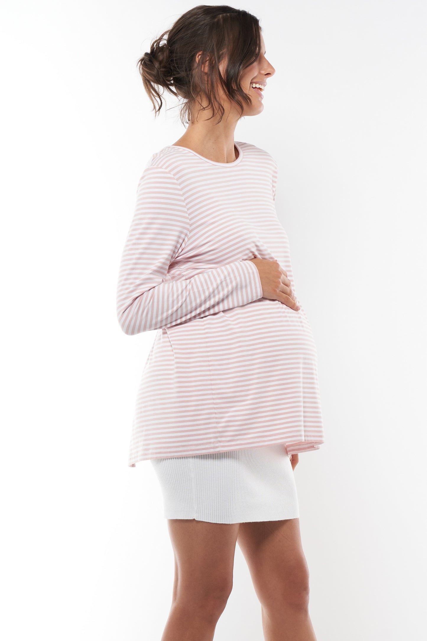Casual Maternity Top - Pink Stripe -3