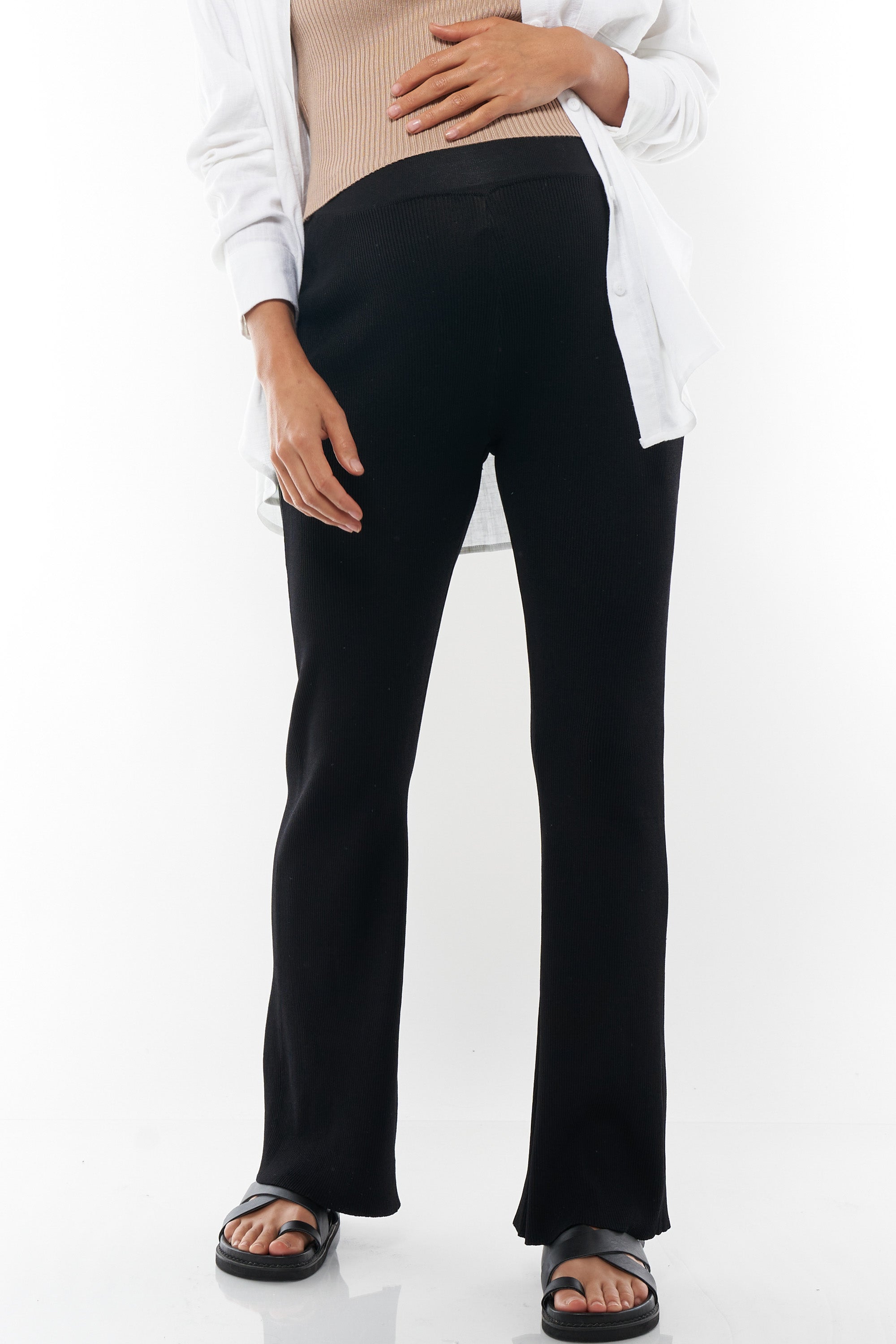 6058 Spring Summer Thin Black Maternity Straight Pants Across V Belly OL  Formal Work Laides Clothes for Pregnant Women Pregnancy