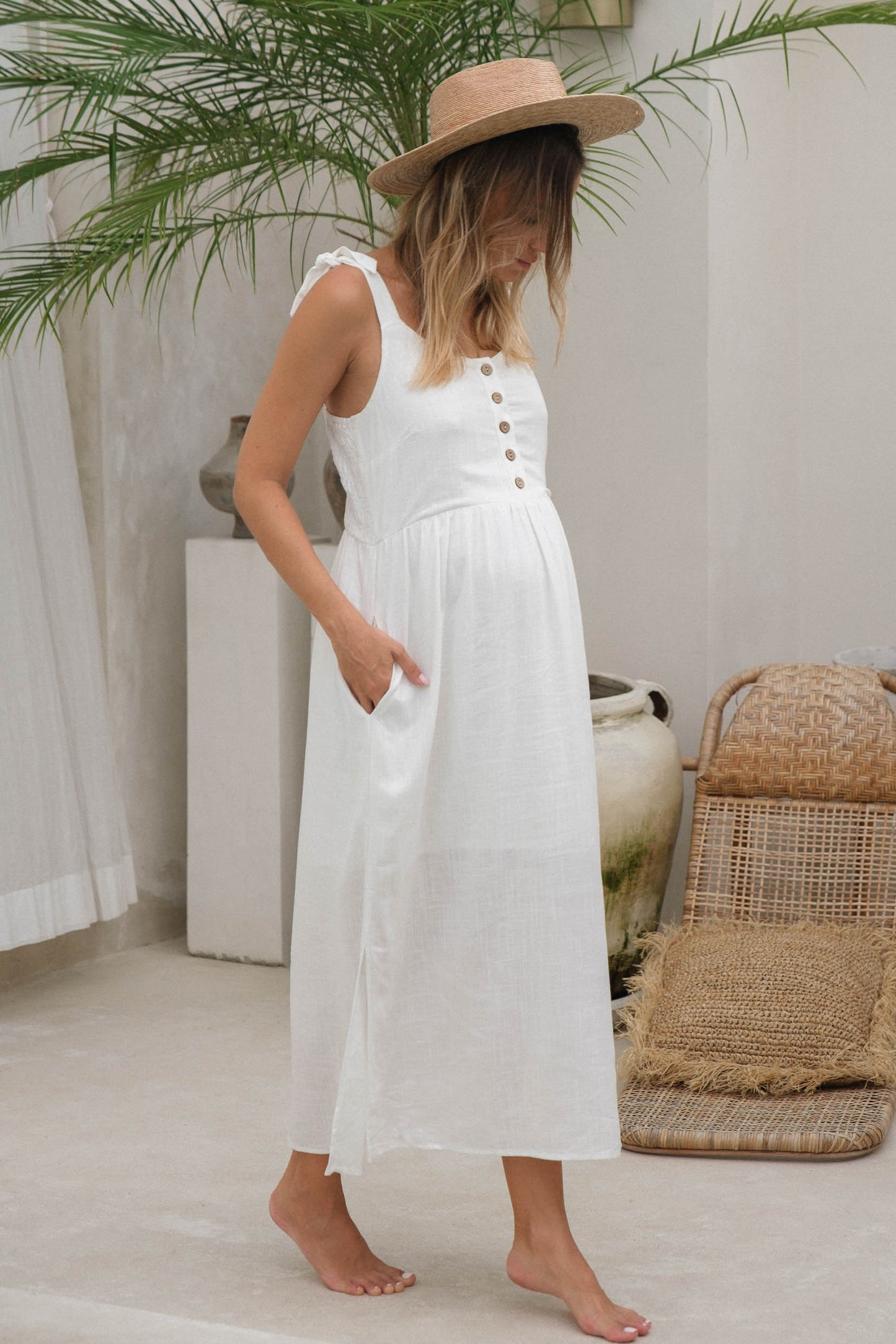 White Maternity Dress - 5