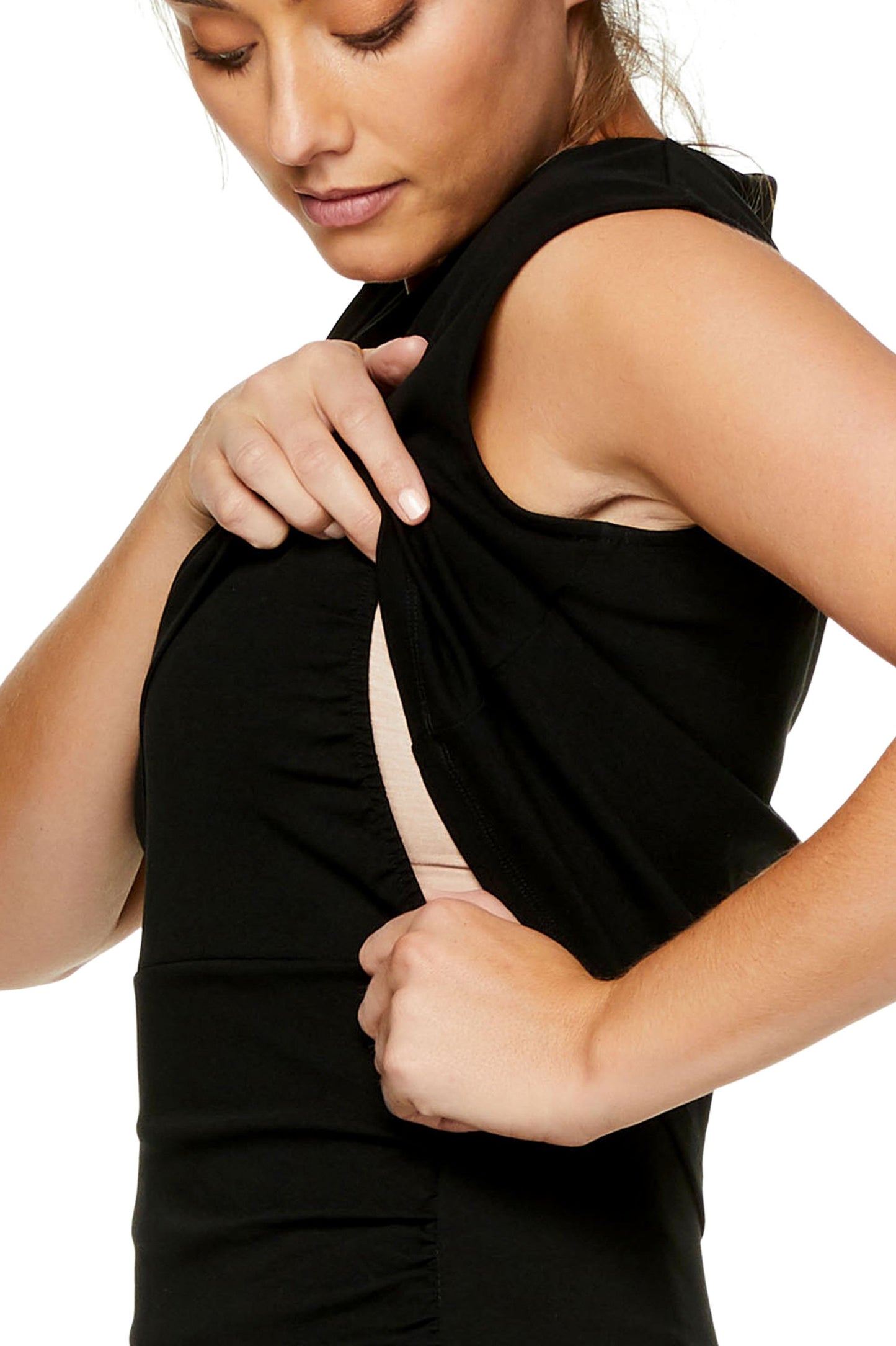 Maternity & Nursing Bodycon Dress - Black 10