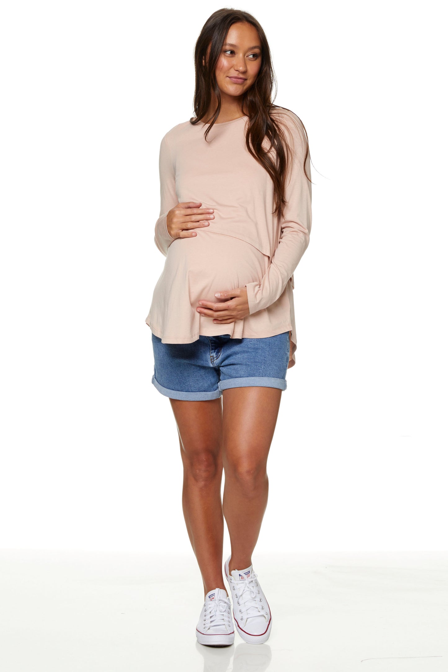 Maternity and Nursing Long Sleeve Top Pink - 4