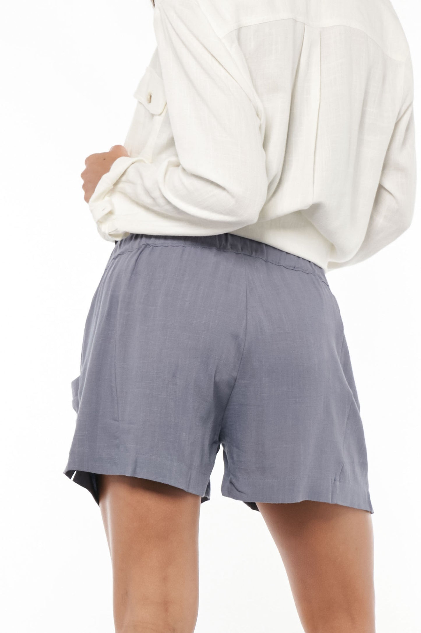 Maternity Shorts Linen Blue -3