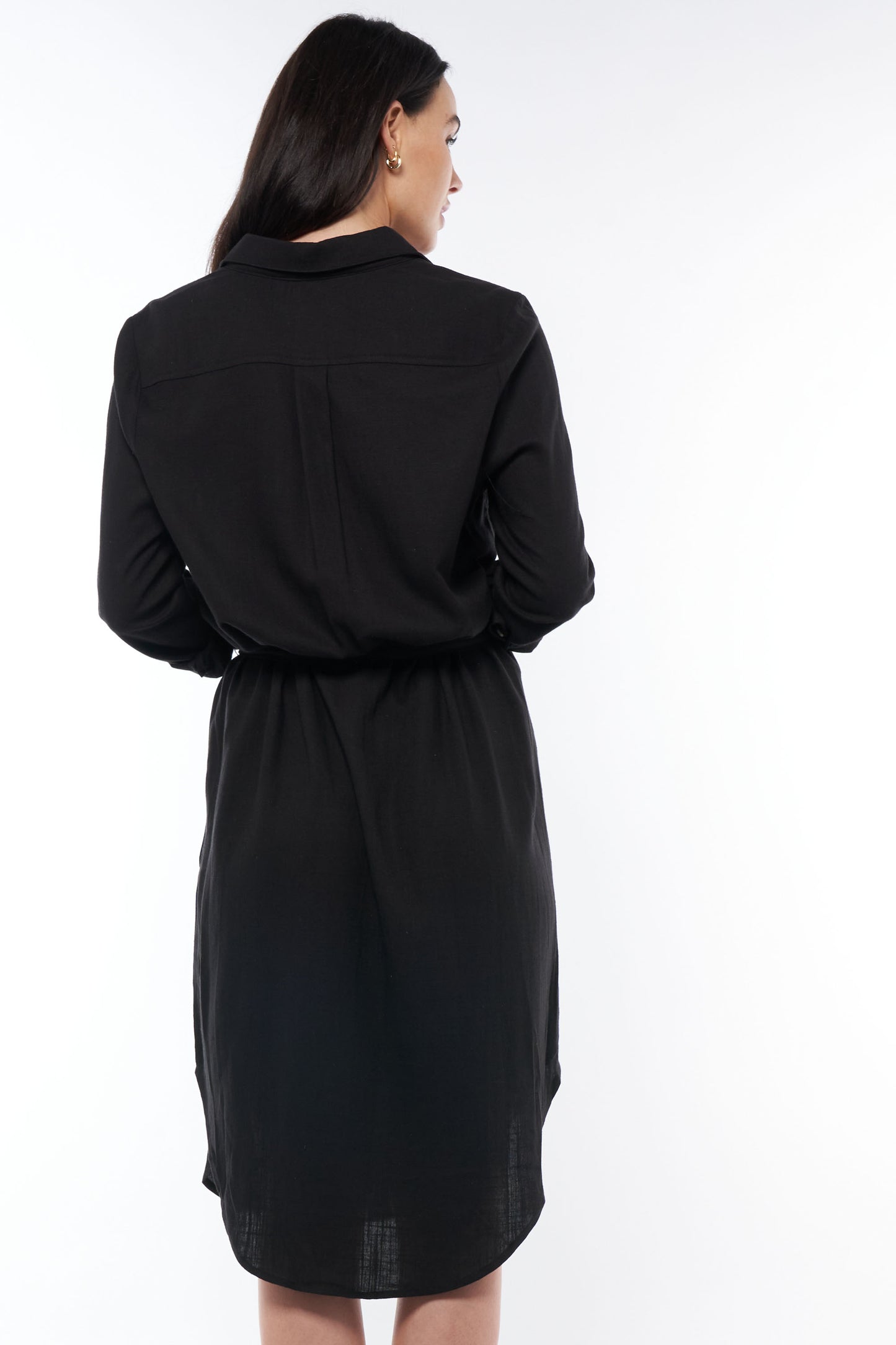 Linen Maternity Dress Black -8