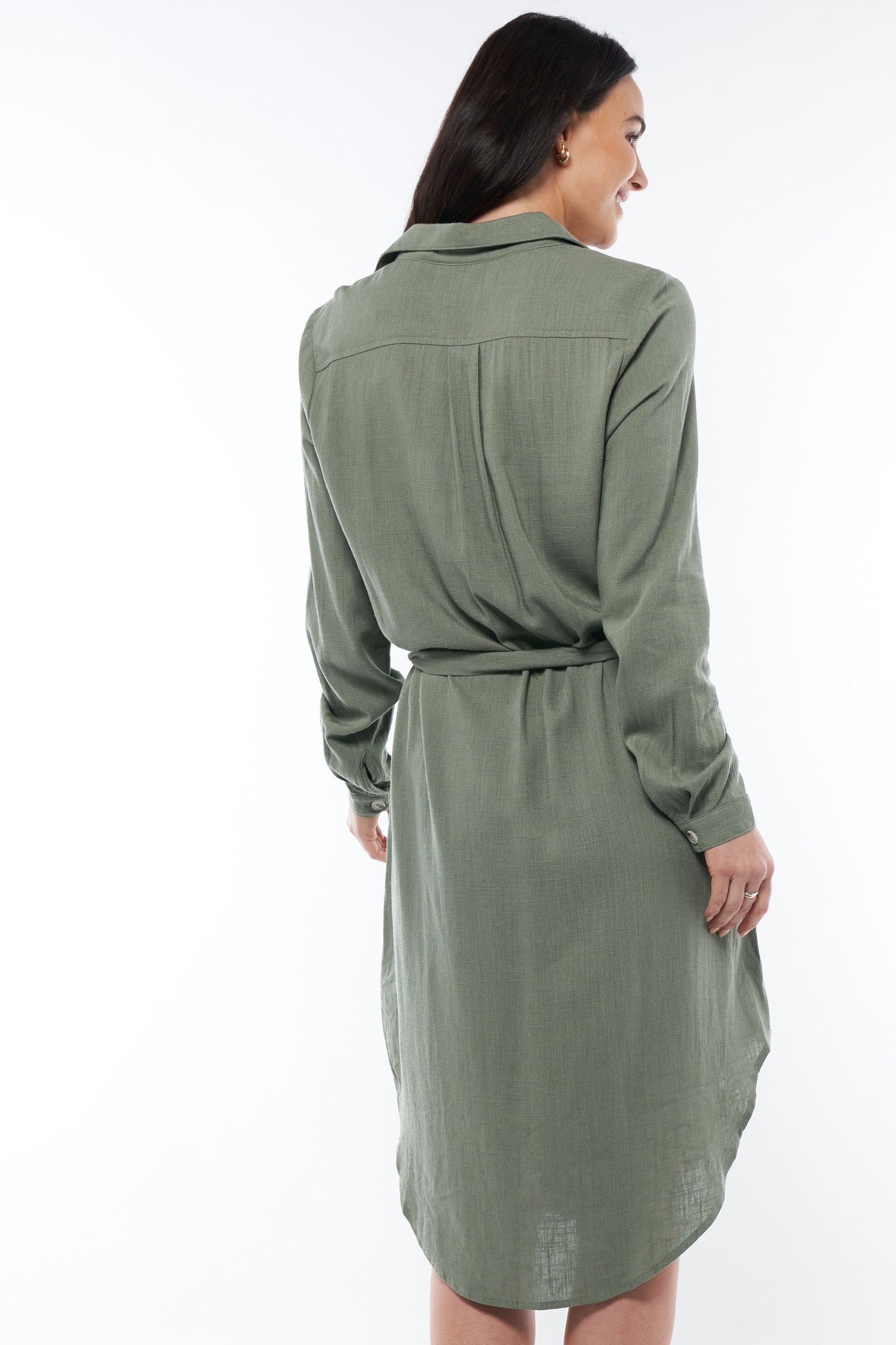 Linen Maternity Dress Khaki -9