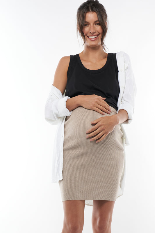 Rib Knit Maternity Skirt - 1