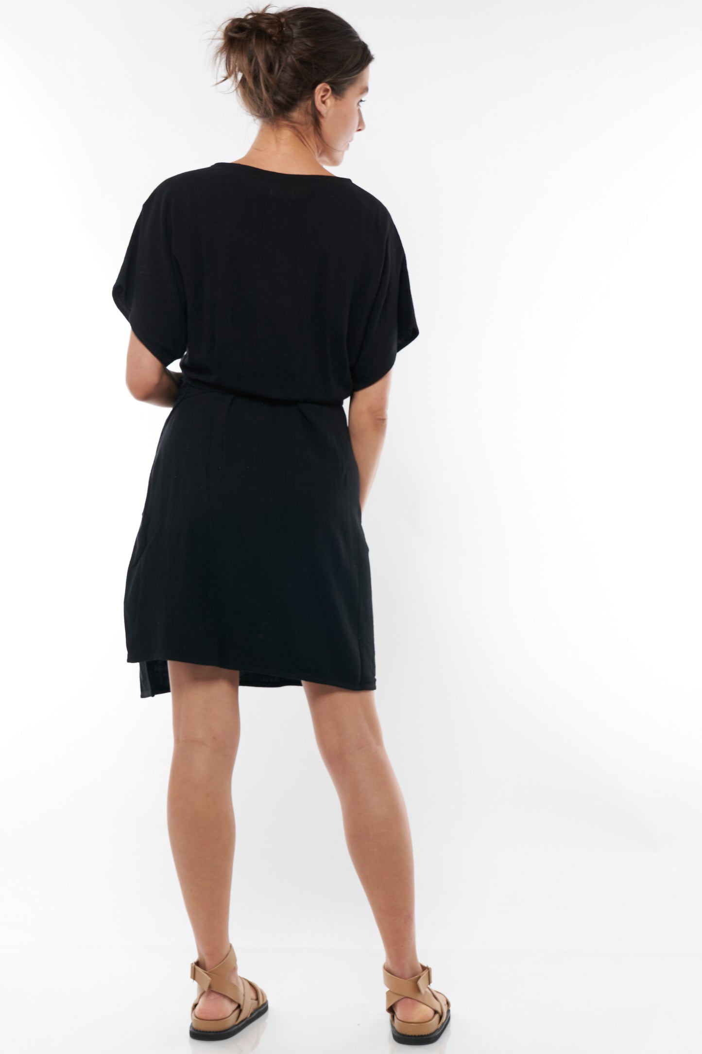 Linen Maternity Dress Black -3