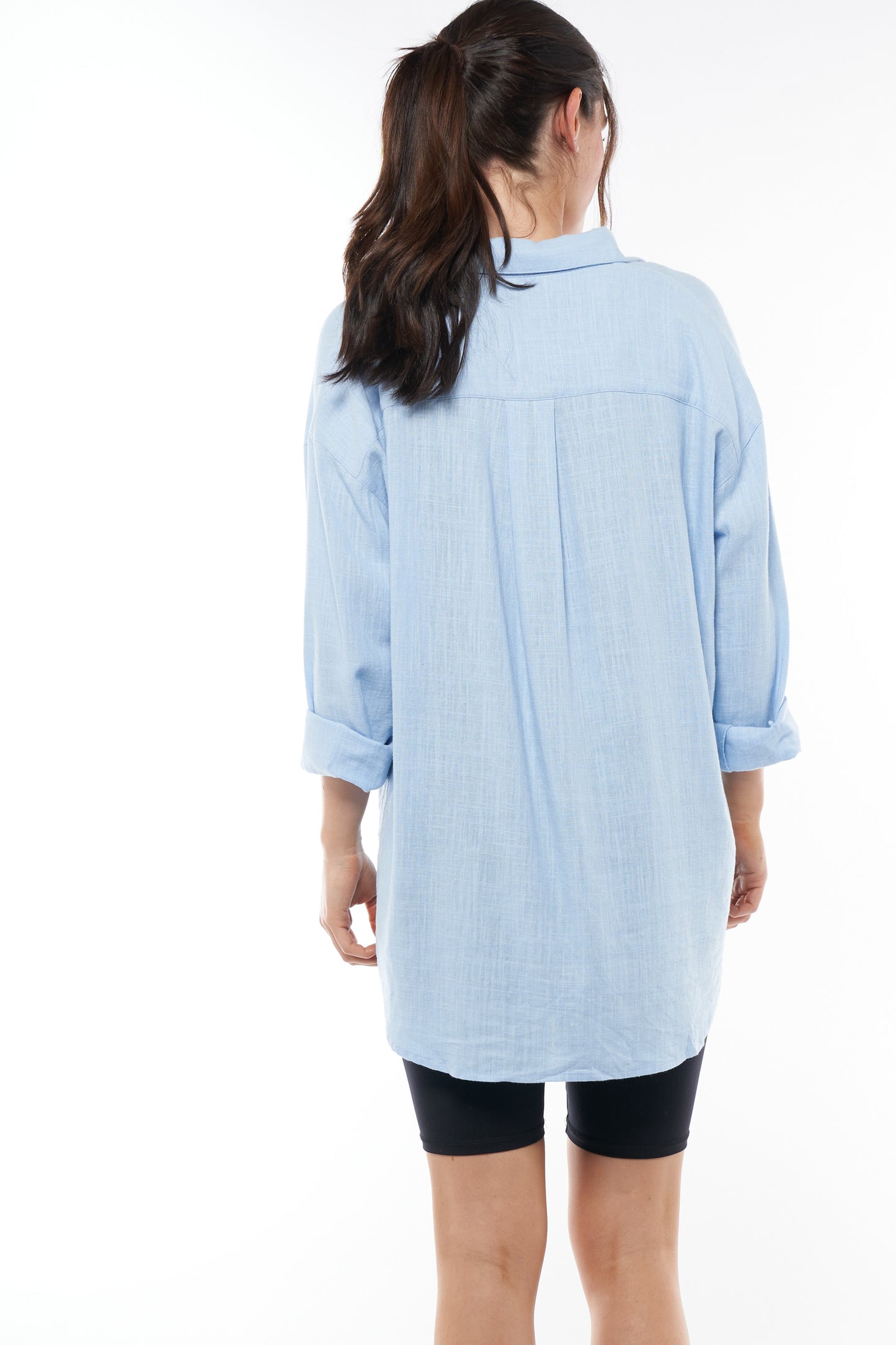 Maternity Linen Shirt - Blue 9
