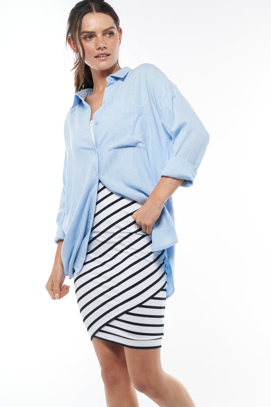 Maternity Linen Shirt - Blue 7