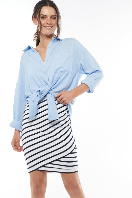 Maternity Linen Shirt - Blue 10