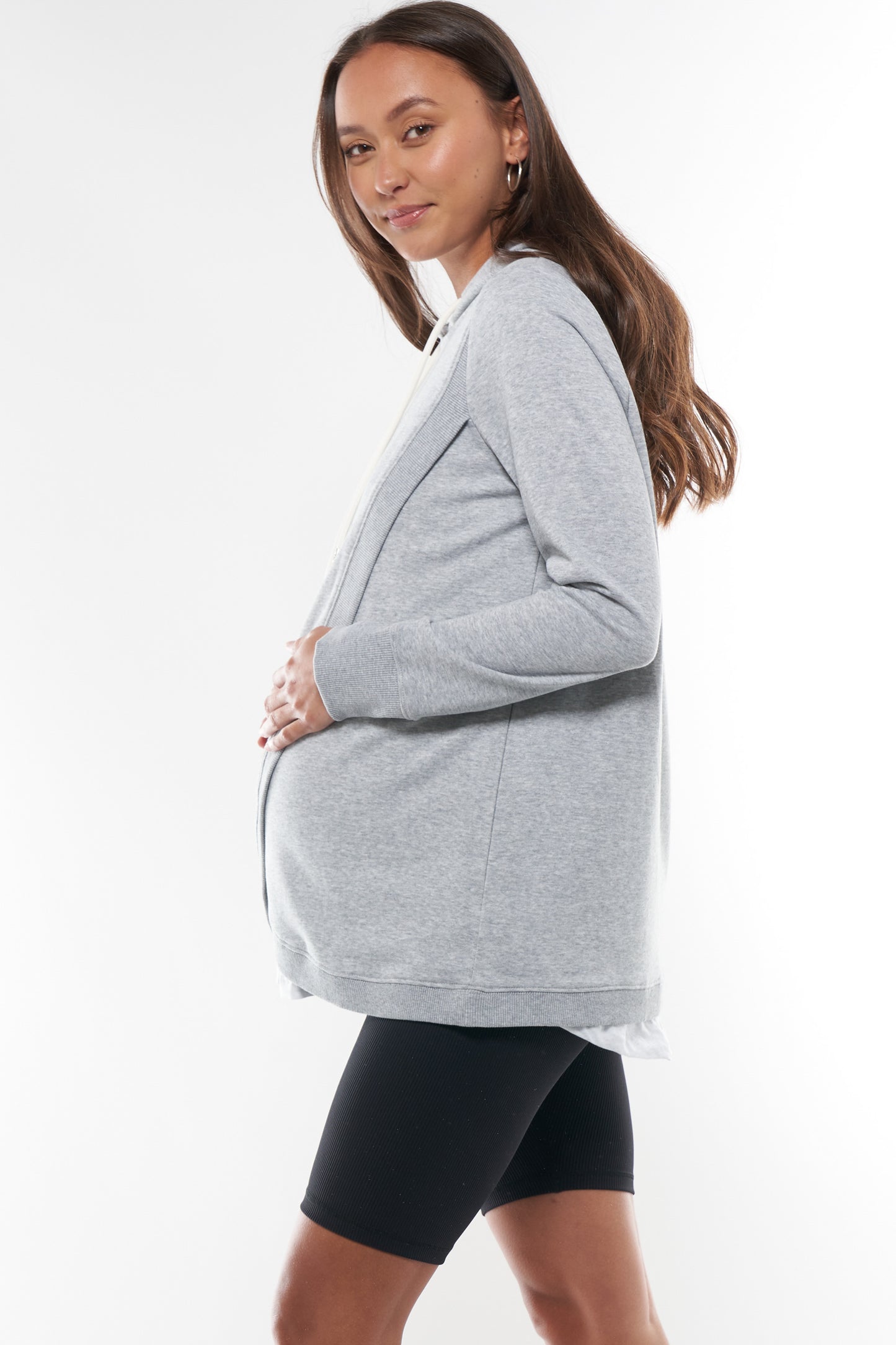 Maternity and Nursing Hoodie - Grey -2