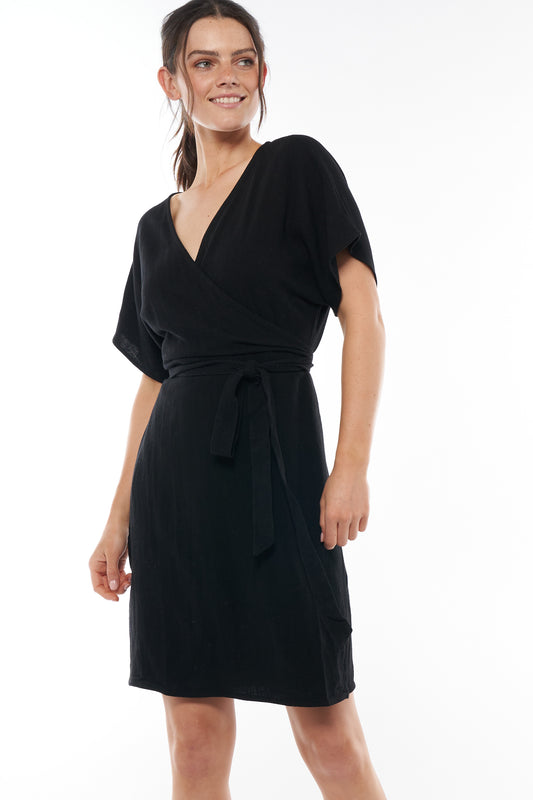 Linen Maternity Dress Black -5