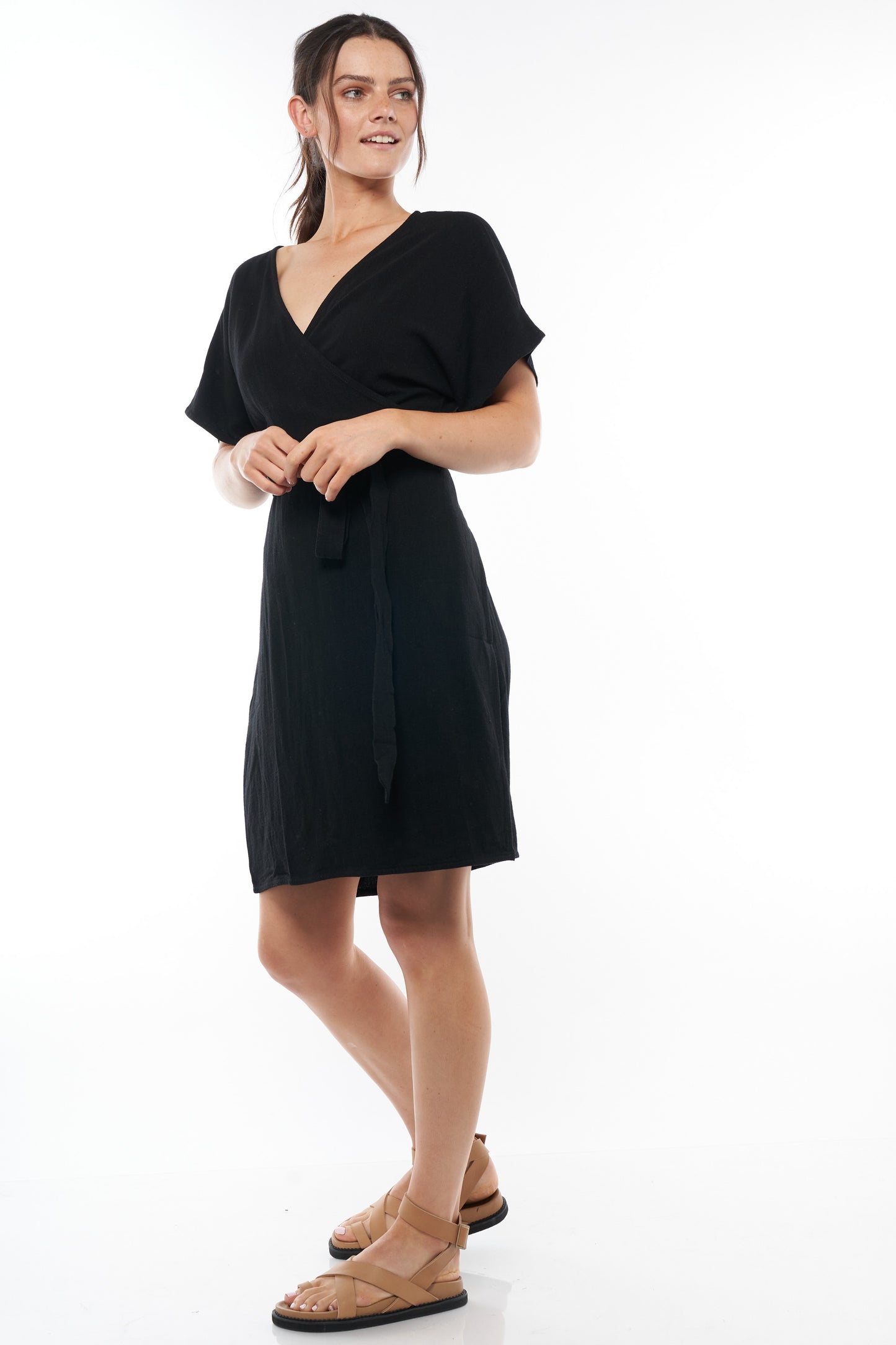Linen Maternity Dress Black -7