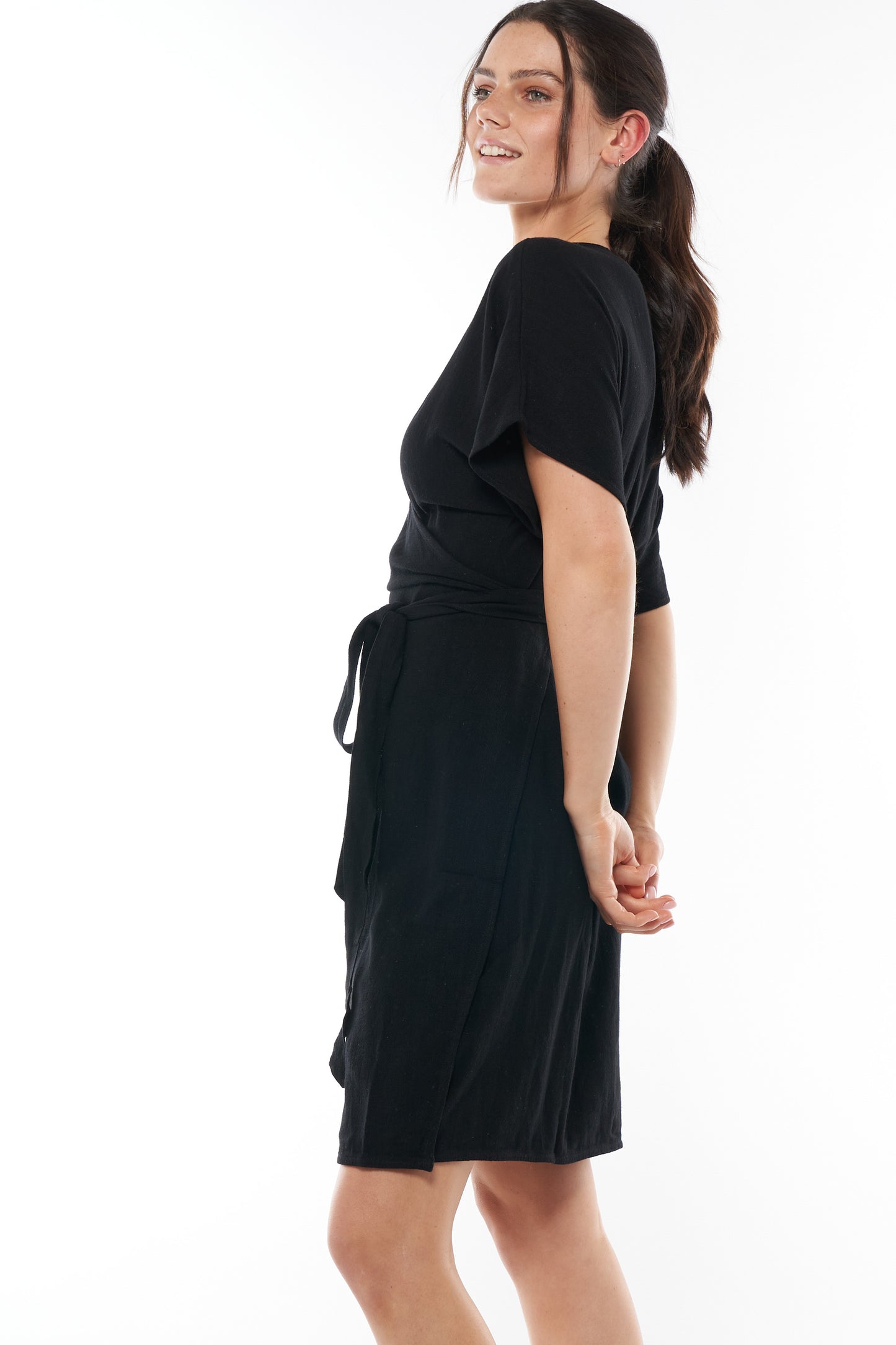 Linen Maternity Dress Black -8