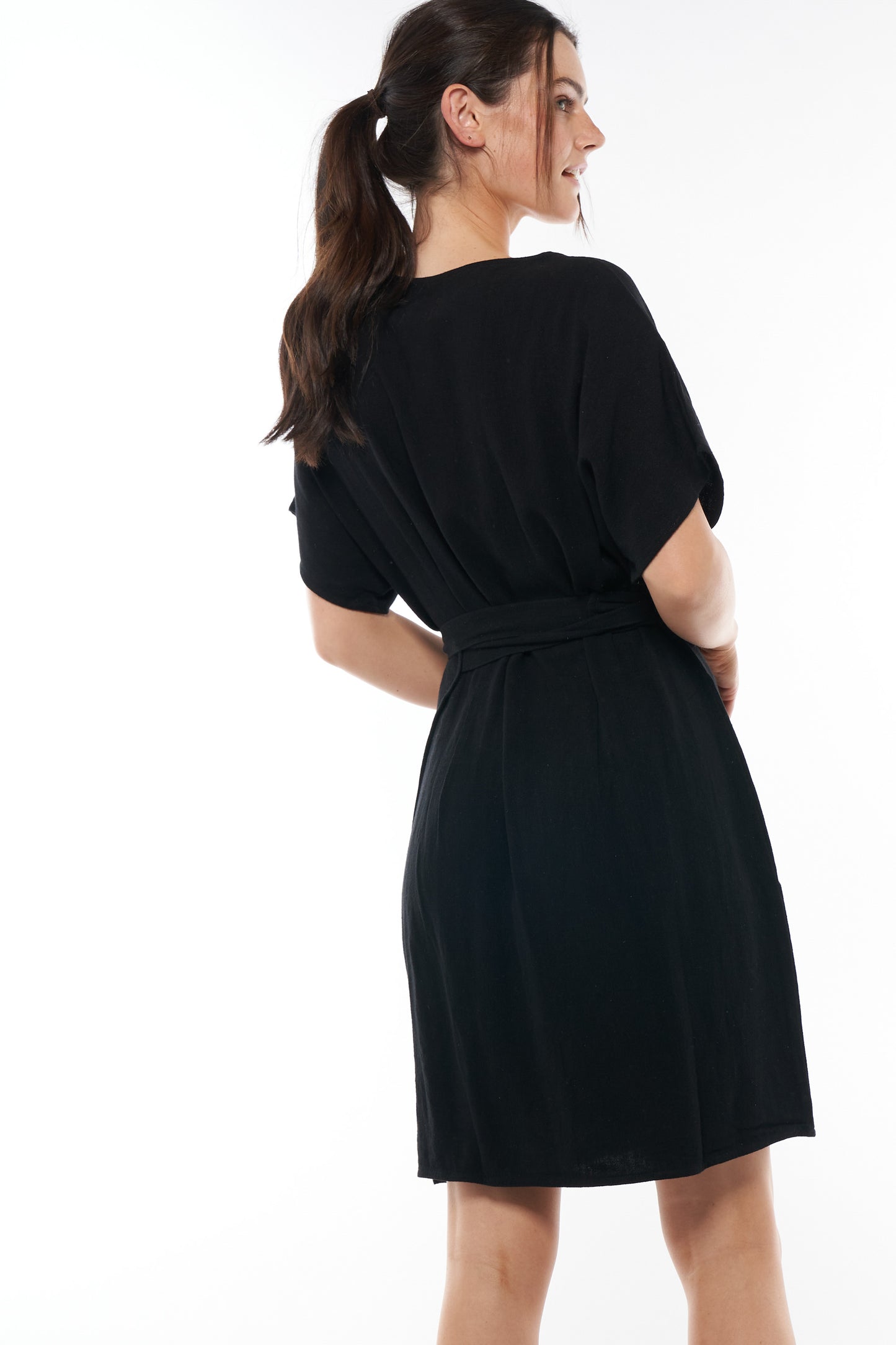 Linen Maternity Dress Black -9